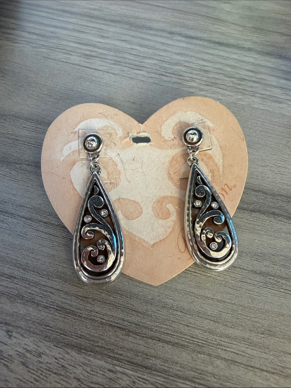 Brighton Silver Filigree Teardrop Dangle Earrings